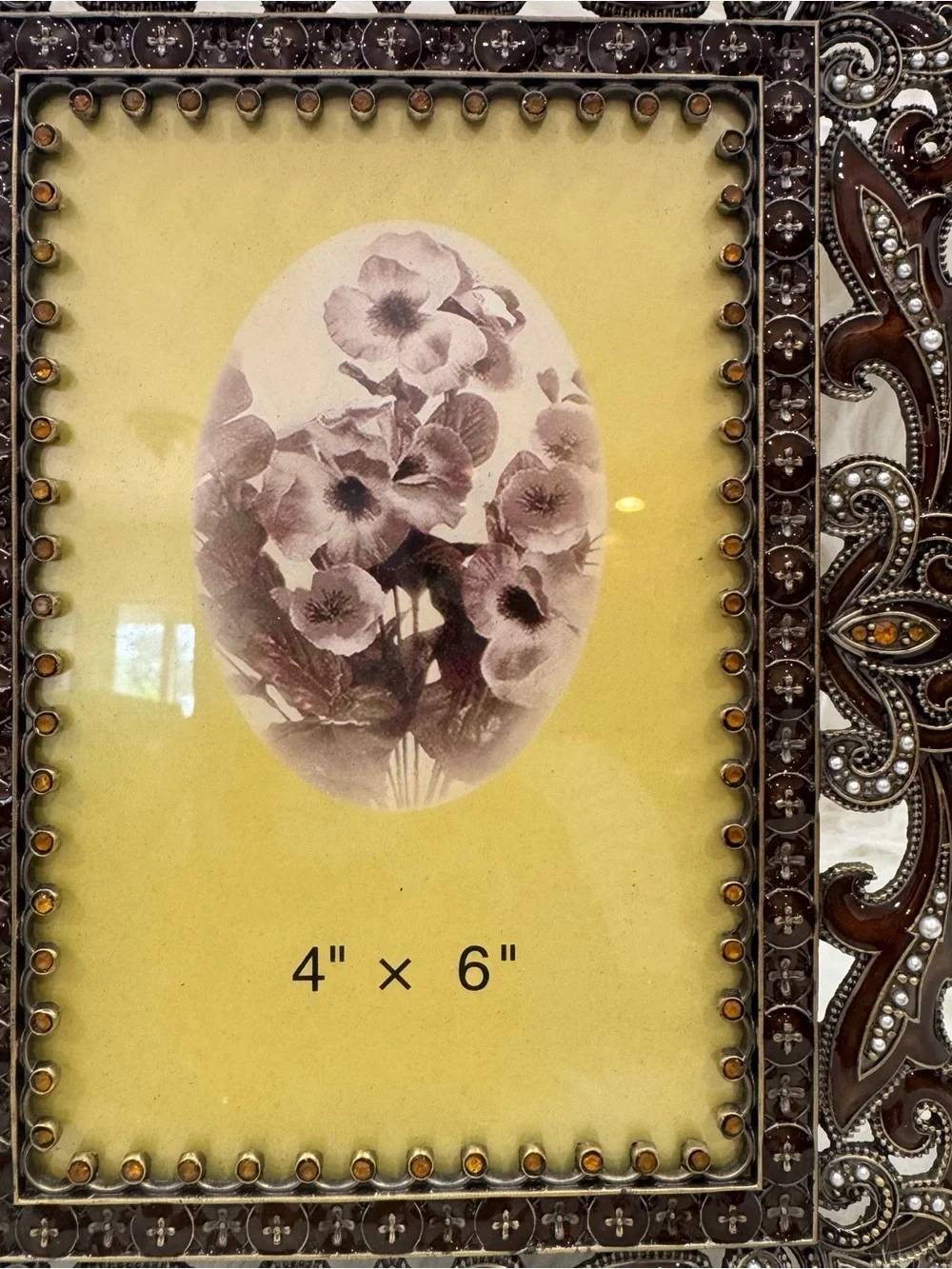Ornate Brown and Silver Decorative 4x6 Picture Frame